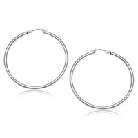 10k White Gold Polished Hoop Earrings (2x40 mm) - Forever in Harmony