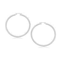 10k White Gold Polished Hoop Earrings (3x30mm) - Forever in Harmony