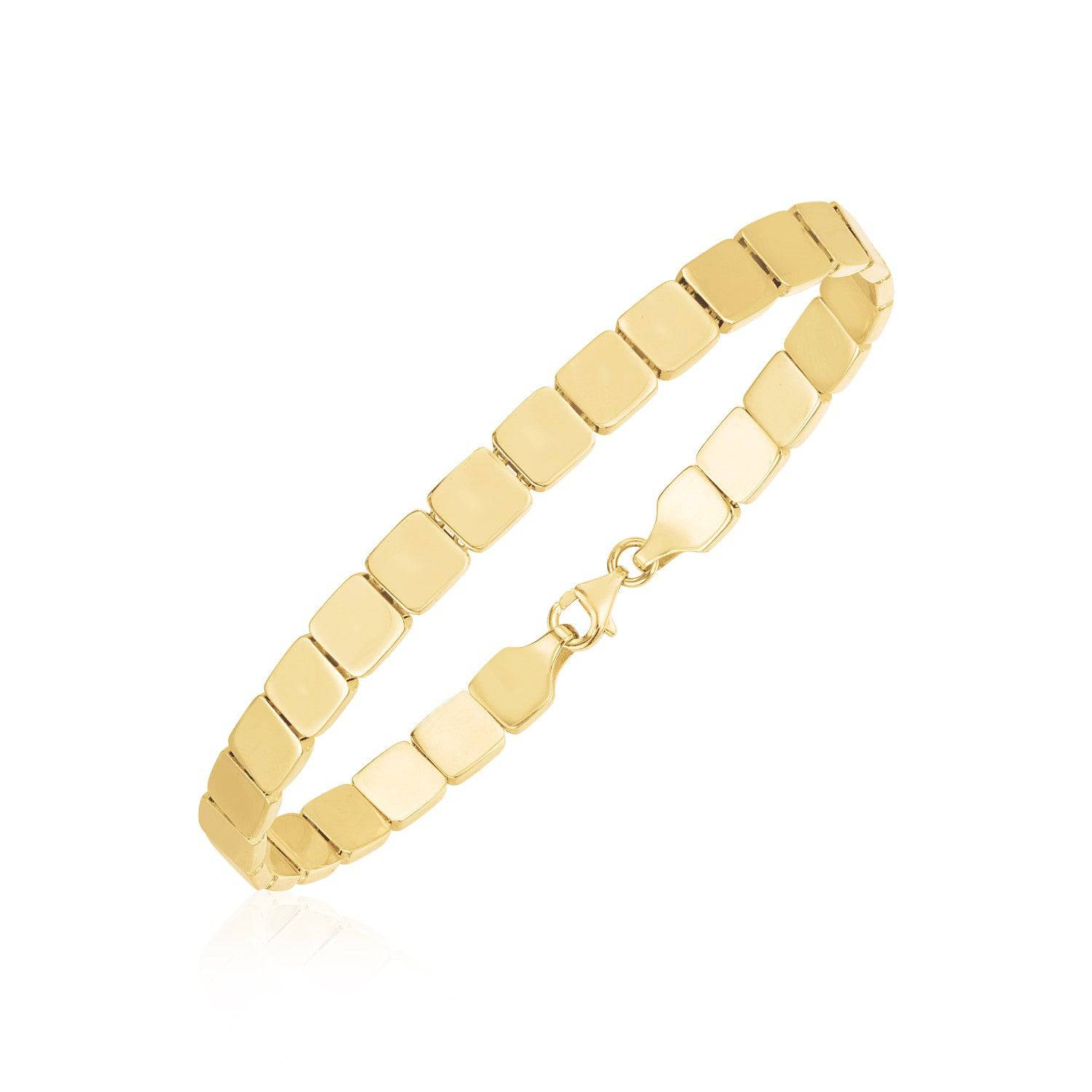 14k Yellow Gold High Polish Square Link Bracelet (6.00 mm) |