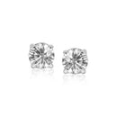 14k White Gold Stud Earrings with White Hue Faceted Cubic Zirconia(7mm) - Forever in Harmony