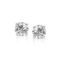 14k White Gold Stud Earrings with White Hue Faceted Cubic Zirconia(7mm) - Forever in Harmony