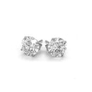 14k White Gold Stud Earrings with White Hue Faceted Cubic Zirconia(7mm) - Forever in Harmony