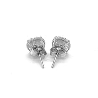 14k White Gold Stud Earrings with White Hue Faceted Cubic Zirconia(7mm) - Forever in Harmony