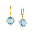 Drop Earrings with Blue Topaz Cushion Briolettes in 14k Yellow Gold - Forever in Harmony