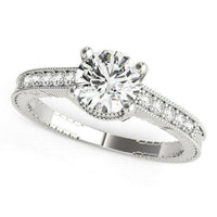 14k White Gold Round Antique Style Diamond Engagement Ring (1 1/8 cttw) - Forever in Harmony