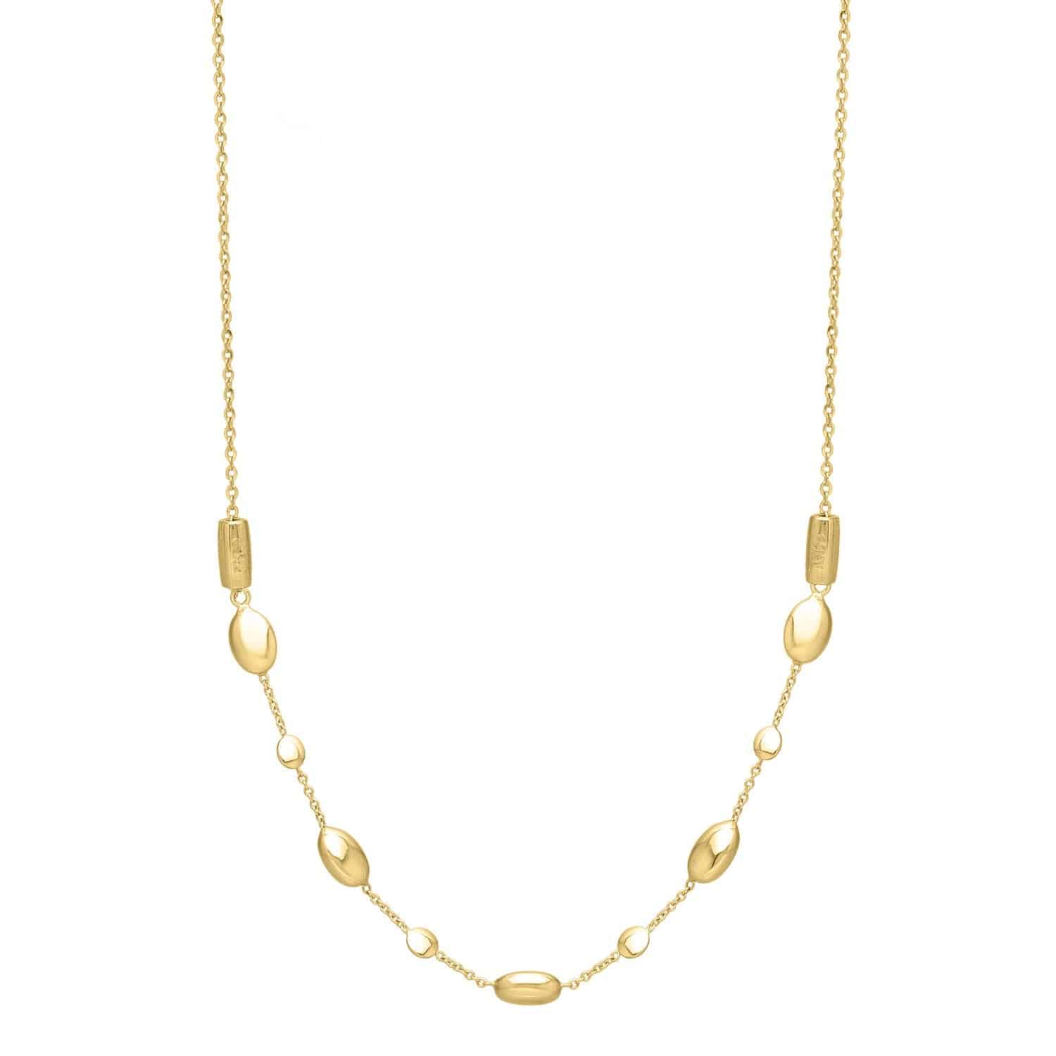 Adjustable Puff Pebble Necklace in 14K Yellow Gold