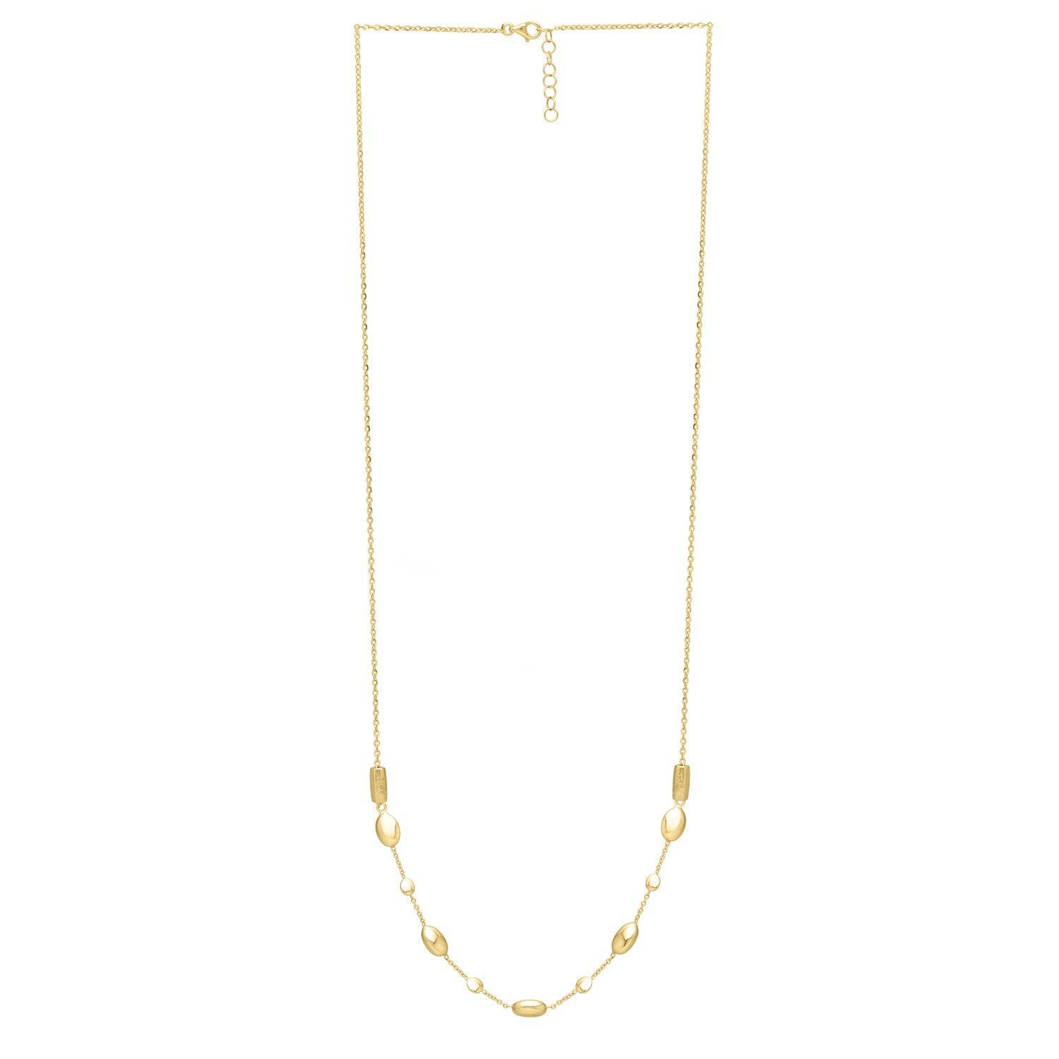 Adjustable Puff Pebble Necklace in 14K Yellow Gold