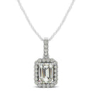 Halo Pendant With Emerald Center Diamond in 14k White Gold (1 1/5 cttw) - Forever in Harmony