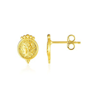 14k Yellow Gold Cameo Motif Post Earrings