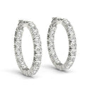 14k White Gold Two Sided Prong Set Diamond Hoop Earrings (3 1/2 cttw) - Forever in Harmony