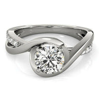 14k White Gold Split Band Round Bypass Diamond Engagement Ring (1 1/8 cttw) - Forever in Harmony