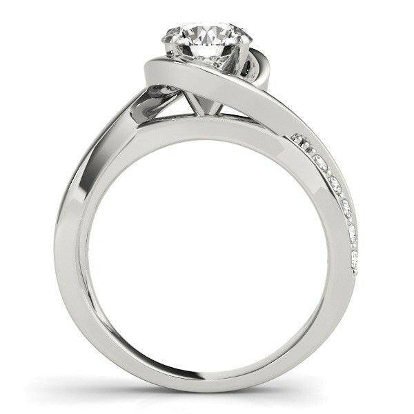 14k White Gold Split Band Round Bypass Diamond Engagement Ring (1 1/8 cttw) - Forever in Harmony