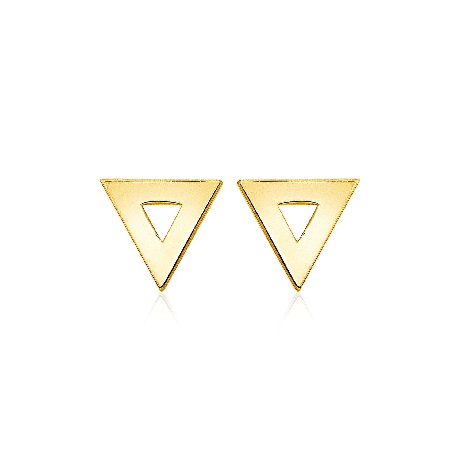 14k Yellow Gold Polished Open Triangle Post Earrings