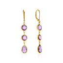 Drop Earrings with Round and Pear-Shaped Amethysts in 14k Yellow Gold