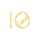 14K Yellow Gold Love Hoop Earrings