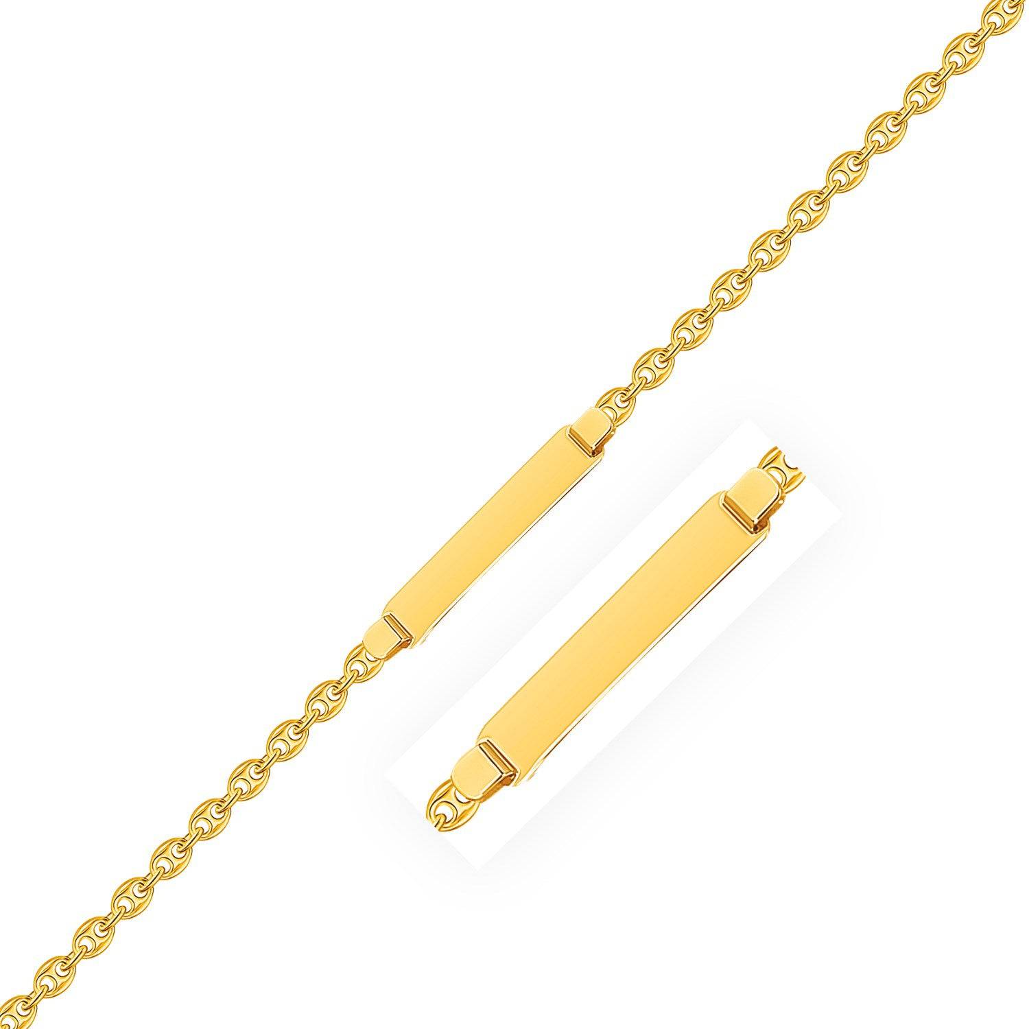 14k Yellow Gold Puffed Mariner Link Childrens ID Bracelet (3.30 mm) |