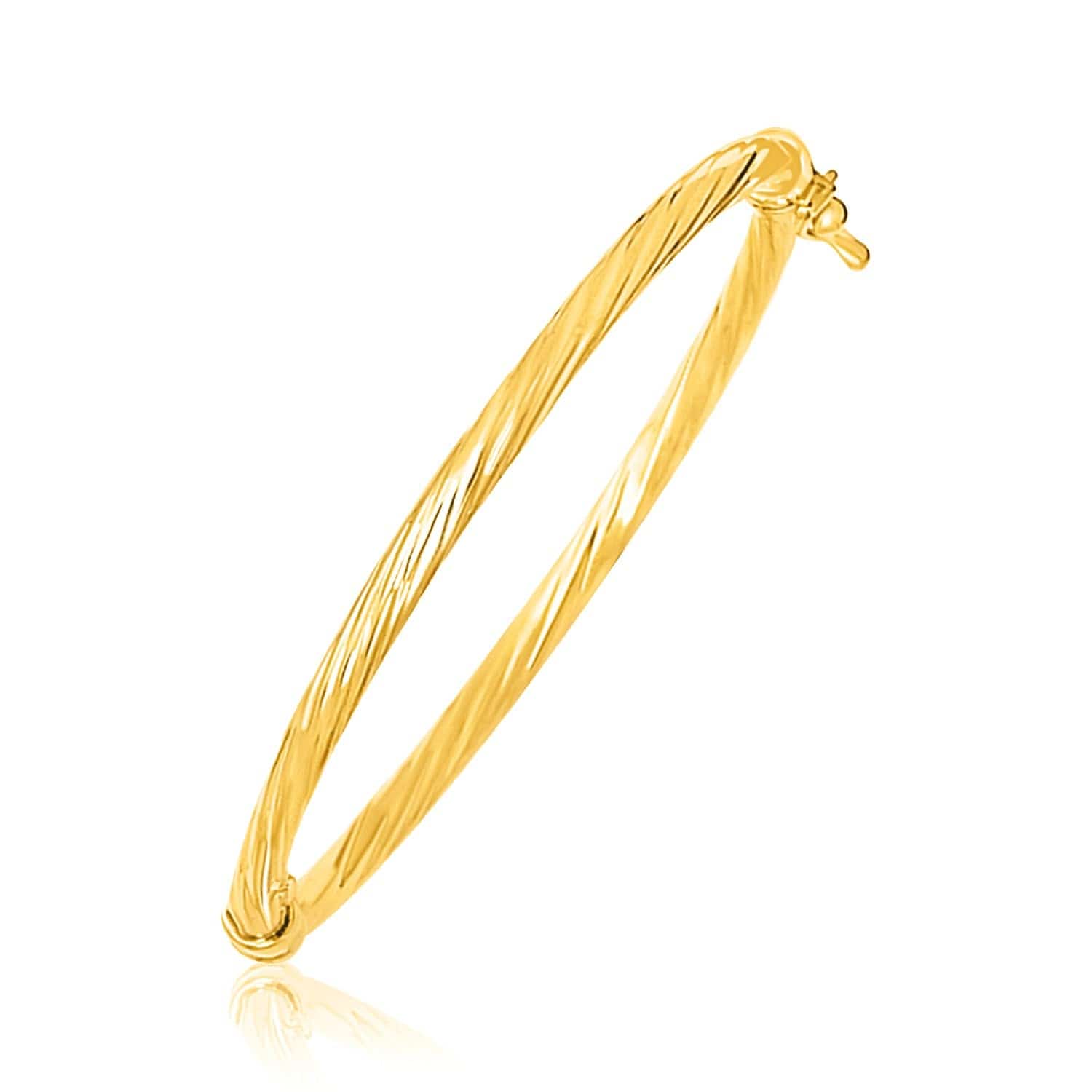 14k Yellow Gold Childrens Bangle with Spiral Motif Style (3.50 mm) |