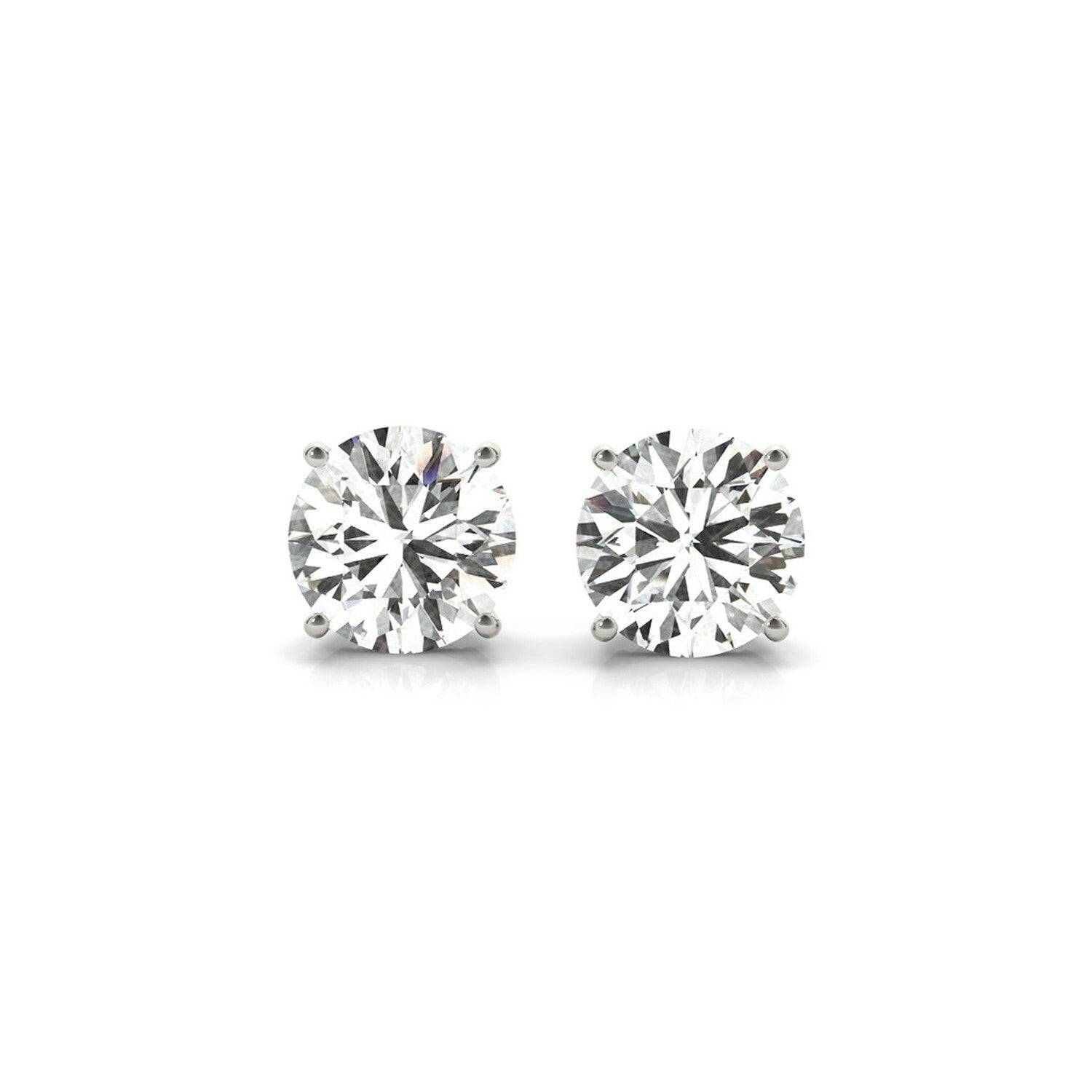 4 cttw Certified IGI Lab Grown Round Diamond Stud Earrings 14k White Gold(G/VS2) - Forever in Harmony