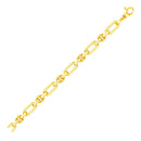 14k Yellow Gold Polished and Textured Link Bracelet (6.30 mm) | - Forever in Harmony