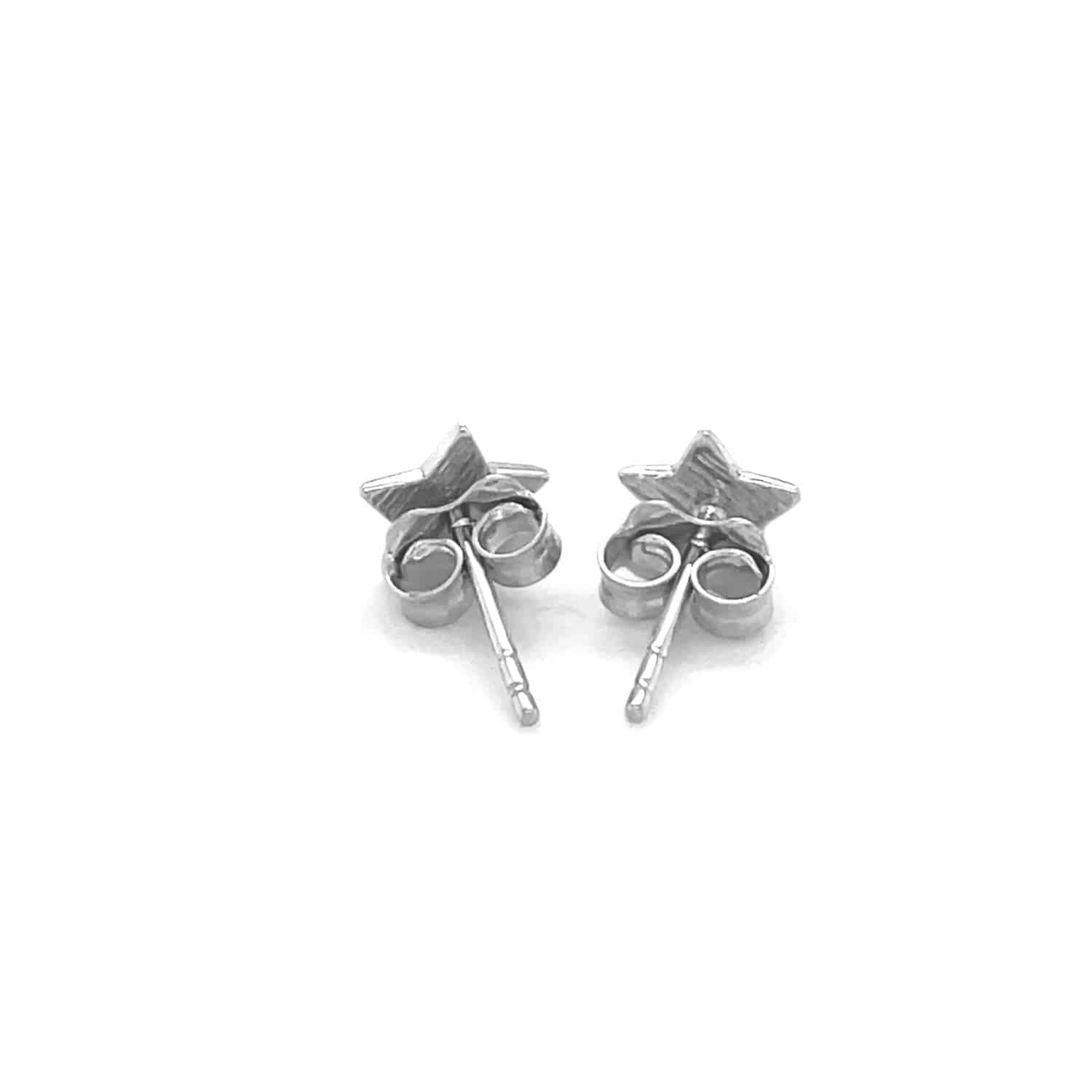 14k White Gold Post Earrings with Stars(6.5mm)