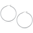 10k White Gold Polished Hoop Earrings (2x50mm)