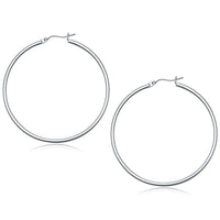 10k White Gold Polished Hoop Earrings (2x50mm)