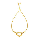 Adjustable Bracelet with Shiny Open Heart in 14k Yellow Gold (1.00 mm) | - Forever in Harmony