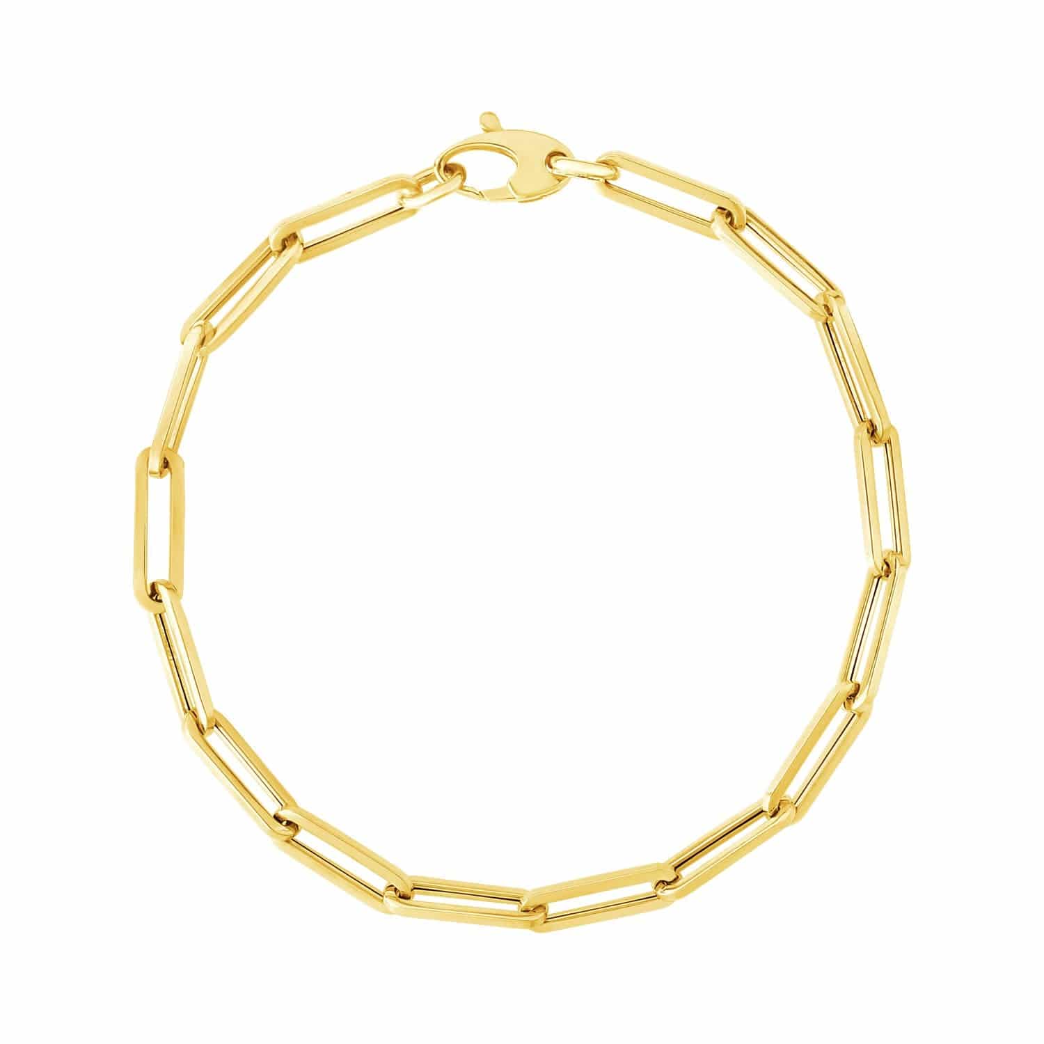 14K Yellow Gold Bold Paperclip Chain Bracelet (4.20 mm) |