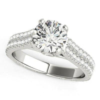 14k White Gold Round Diamond Engagement Ring with Pave Band (2 cttw) - Forever in Harmony