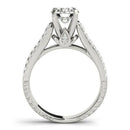 14k White Gold Round Diamond Engagement Ring with Pave Band (2 cttw) - Forever in Harmony