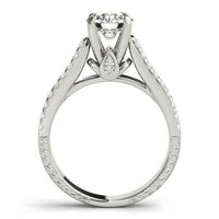 14k White Gold Round Diamond Engagement Ring with Pave Band (2 cttw) - Forever in Harmony