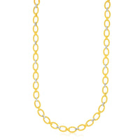 14k Two-Tone Gold Multi-Textured Oval Link Fancy Necklace | - Forever in Harmony