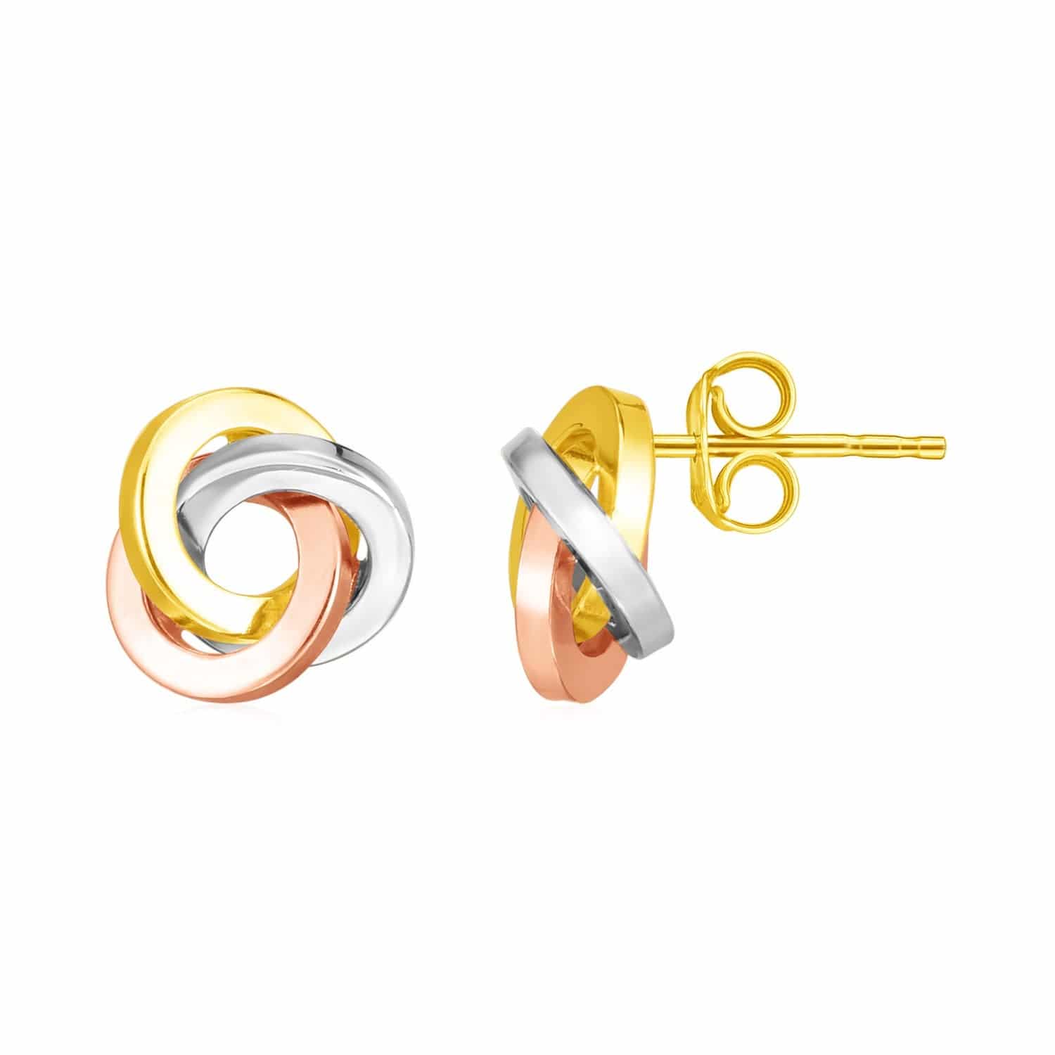 14k Tri Color Gold Love Knot Earrings(10mm) |