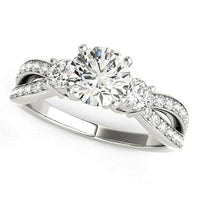 14k White Gold Split Shank Round Diamond Engagement Ring (1 5/8 cttw) - Forever in Harmony