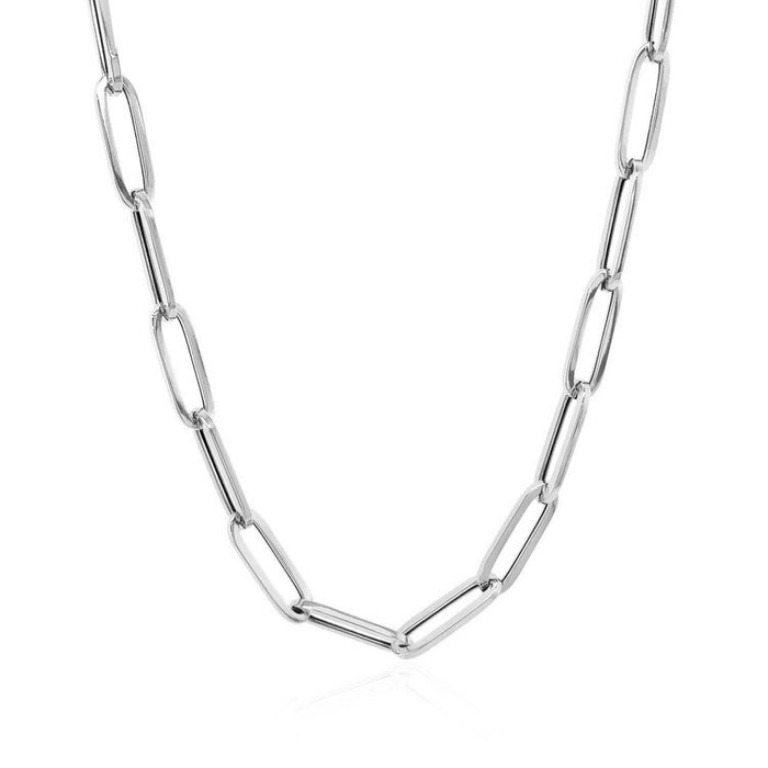 14k White Gold Bold Paperclip Chain (4.2 mm) |