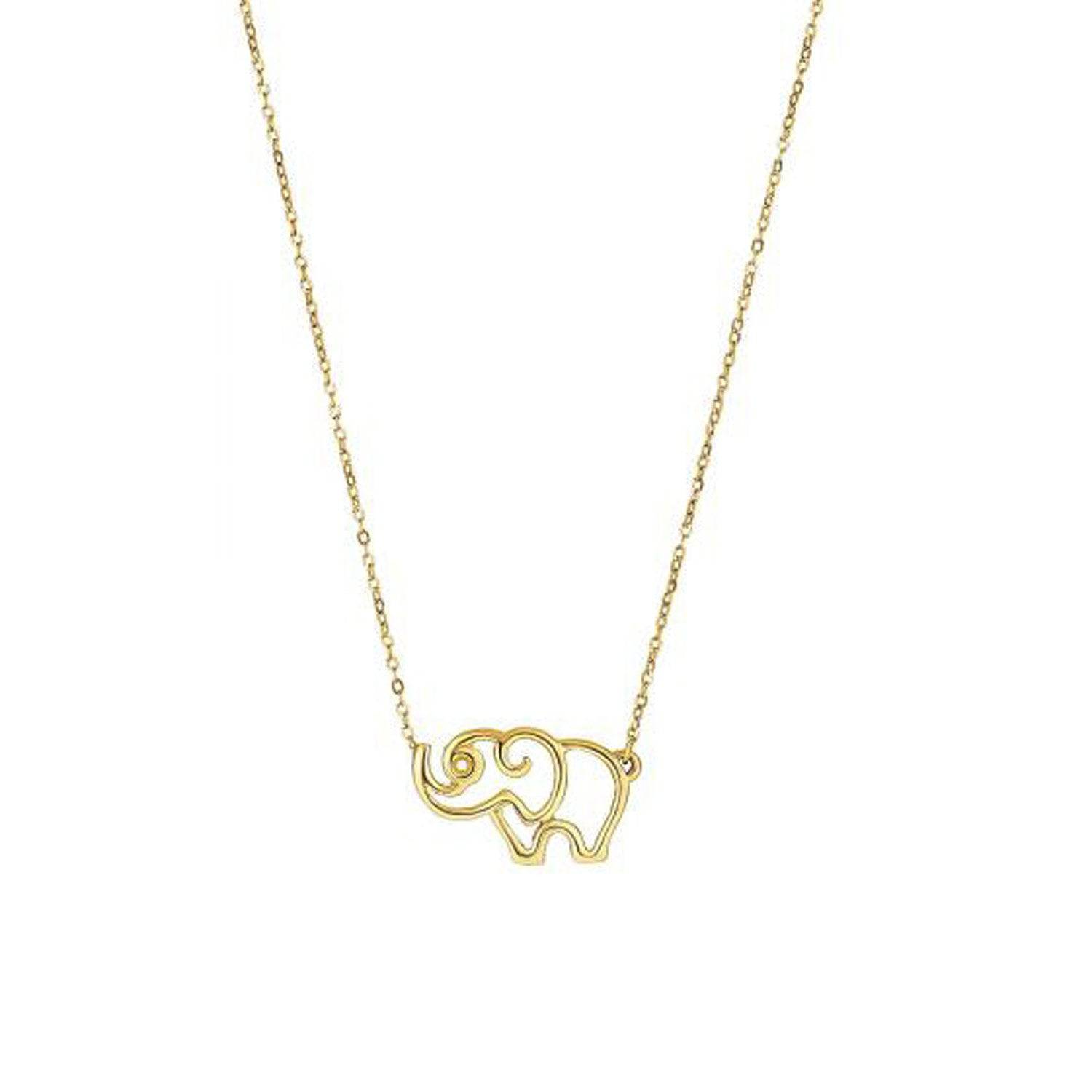 14k Yellow Gold Elephant Necklace |