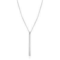 Sterling Silver 24 inch Necklace with Long Polished Bar Pendant