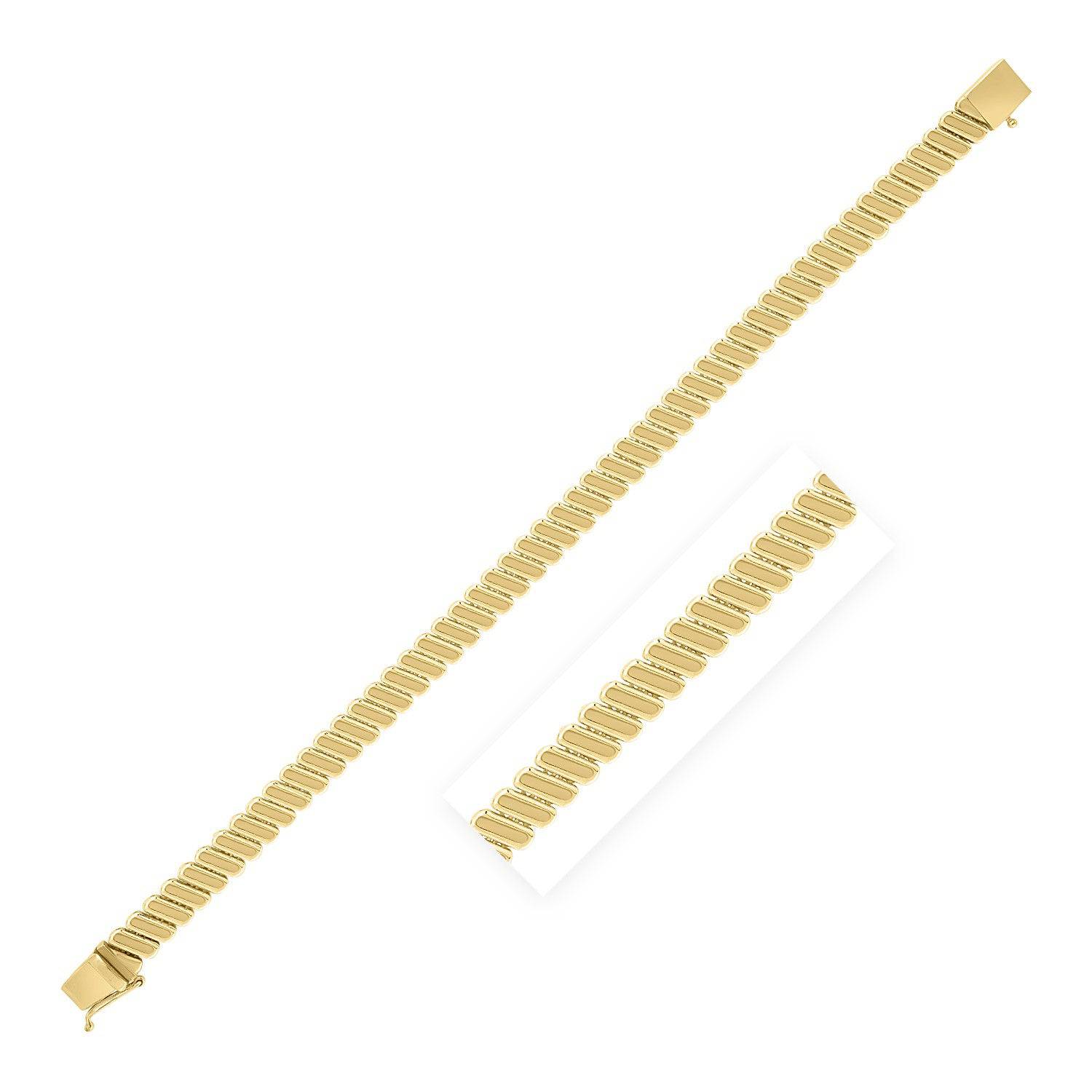 14k Yellow Gold Rib Link Bracelet (7.00 mm) |