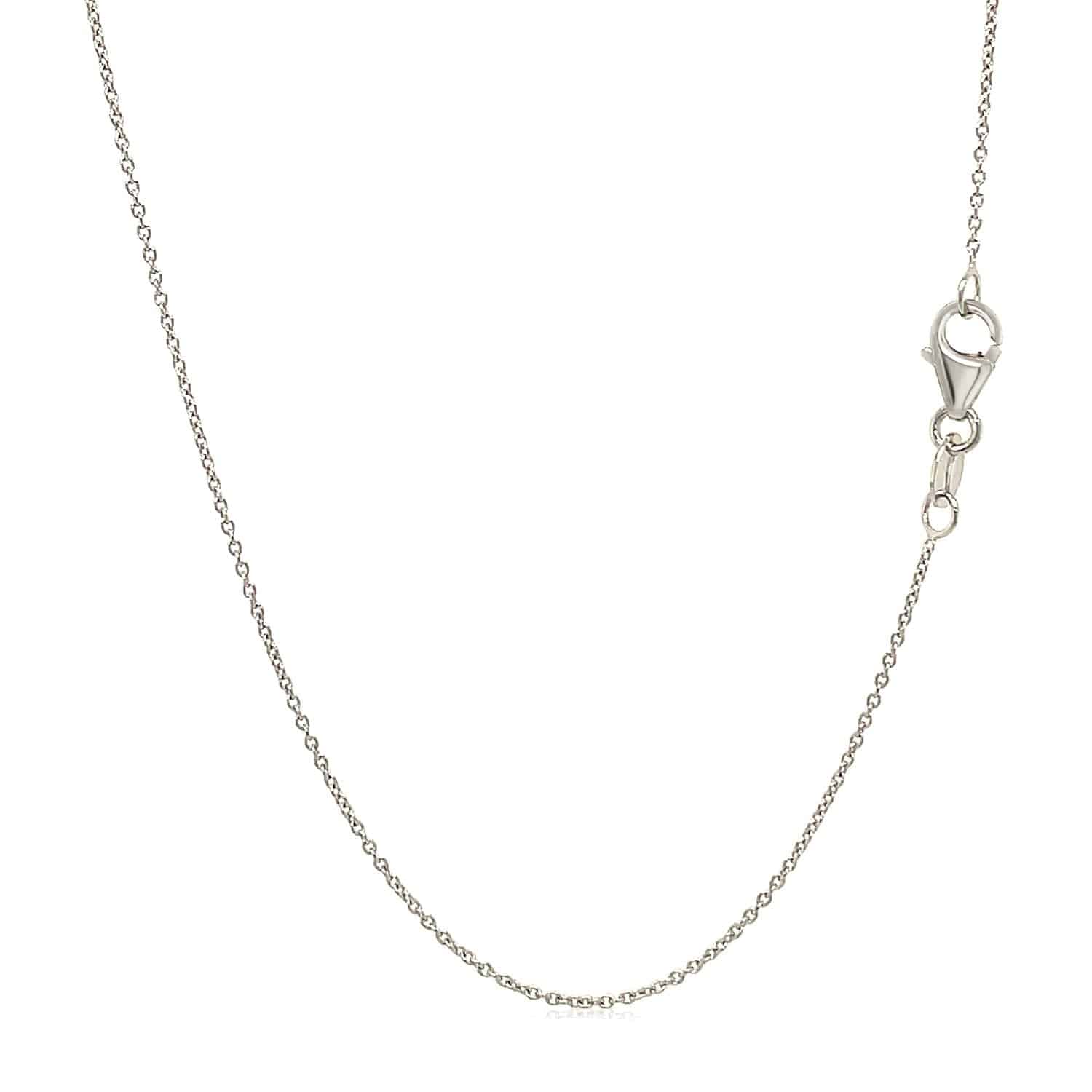 14k White Gold Oval Cable Link Chain (0.85 mm)