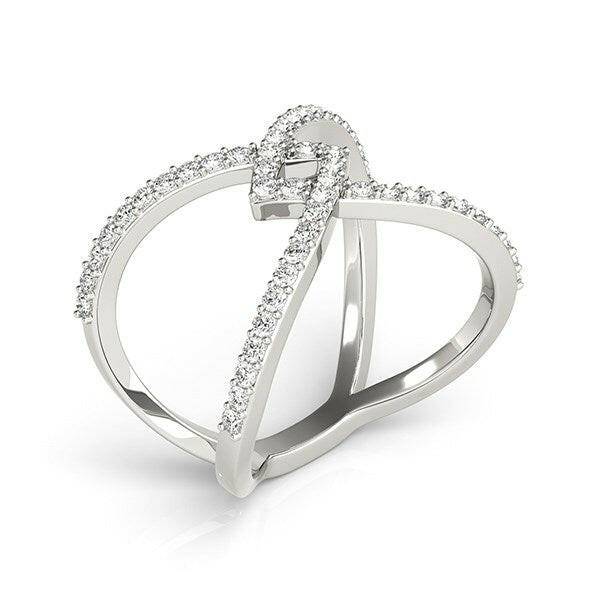 14k White Gold Fancy Entwined Design Diamond Ring (1/2 cttw) - Forever in Harmony