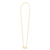 14k Yellow Gold Elongated Link Paperclip Necklace