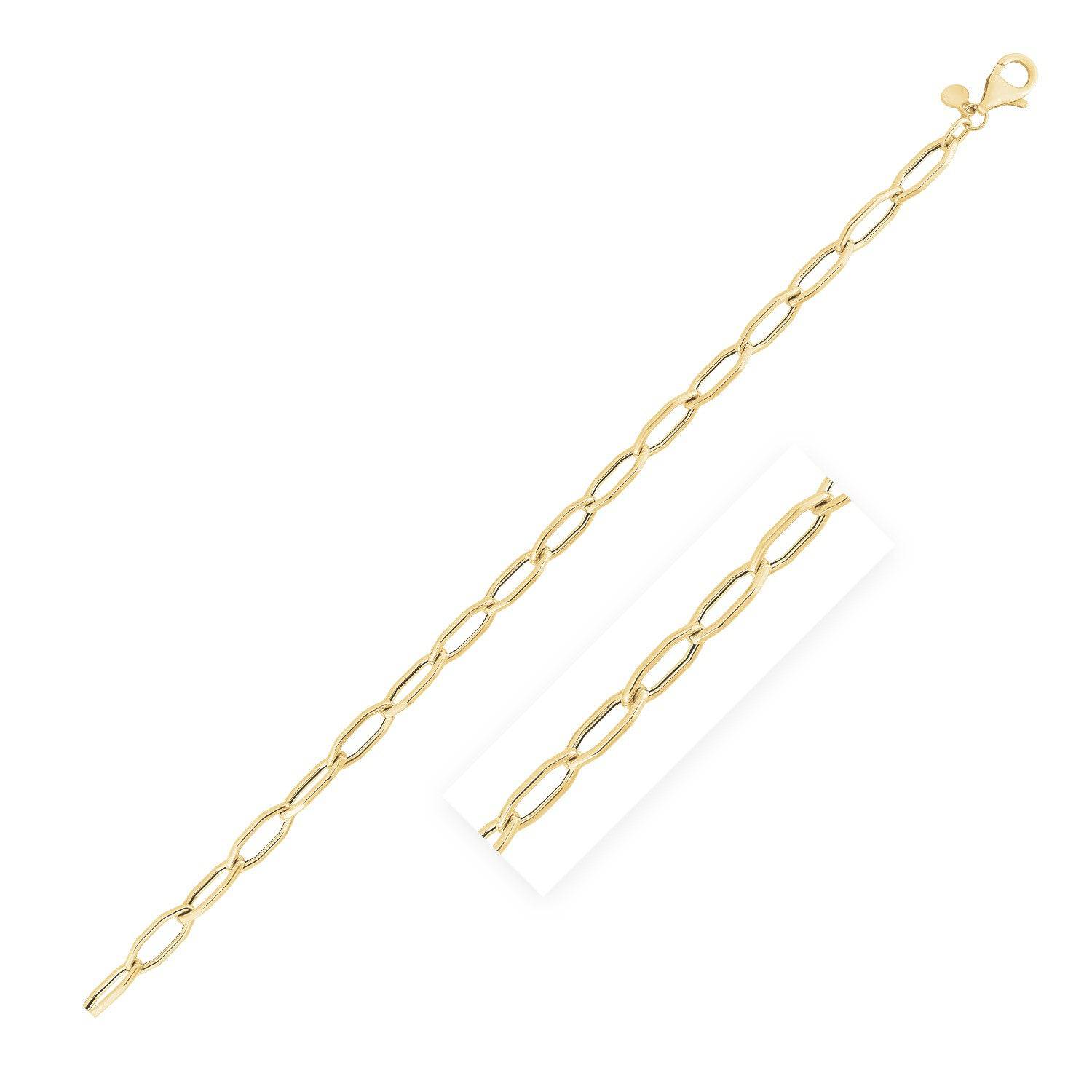 14k Yellow Gold High Polish Hexagon Link Bracelet  (5.00 mm) |