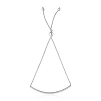 14k White Gold Smooth Curved Bar Lariat Design Bracelet (1.00 mm) | - Forever in Harmony