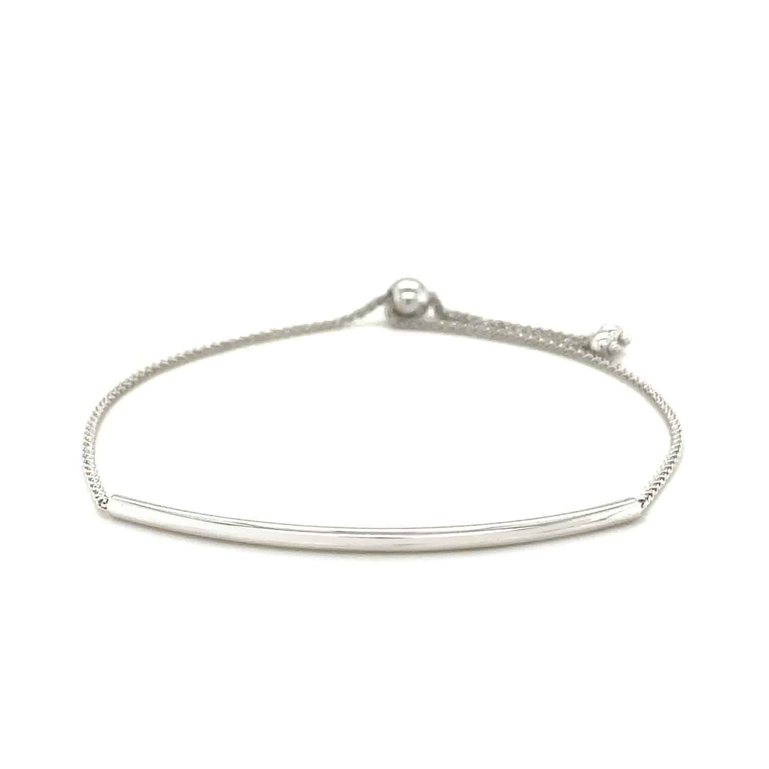 14k White Gold Smooth Curved Bar Lariat Design Bracelet (1.00 mm) |