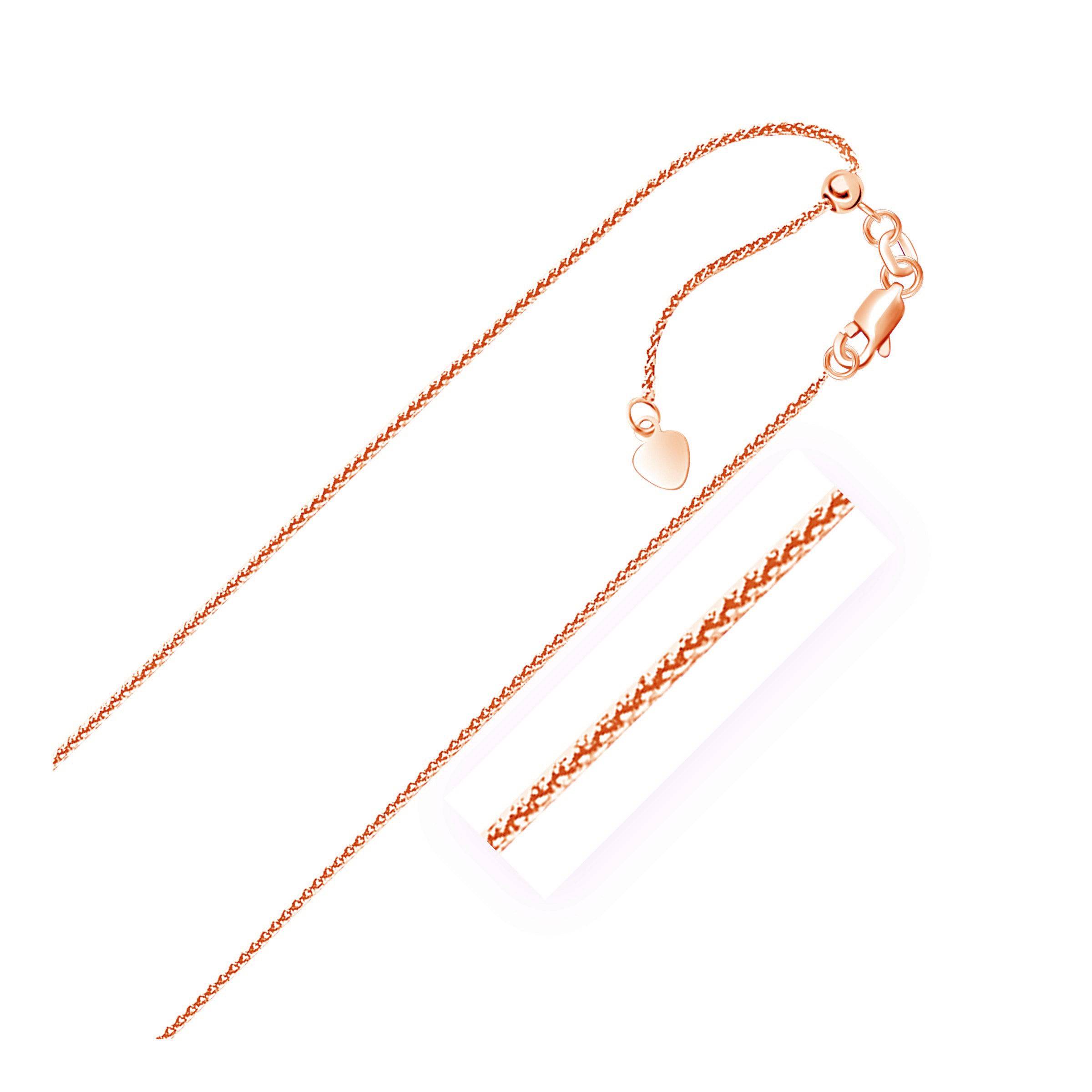 14k Rose Gold Adjustable Wheat Chain (1.00 mm) |