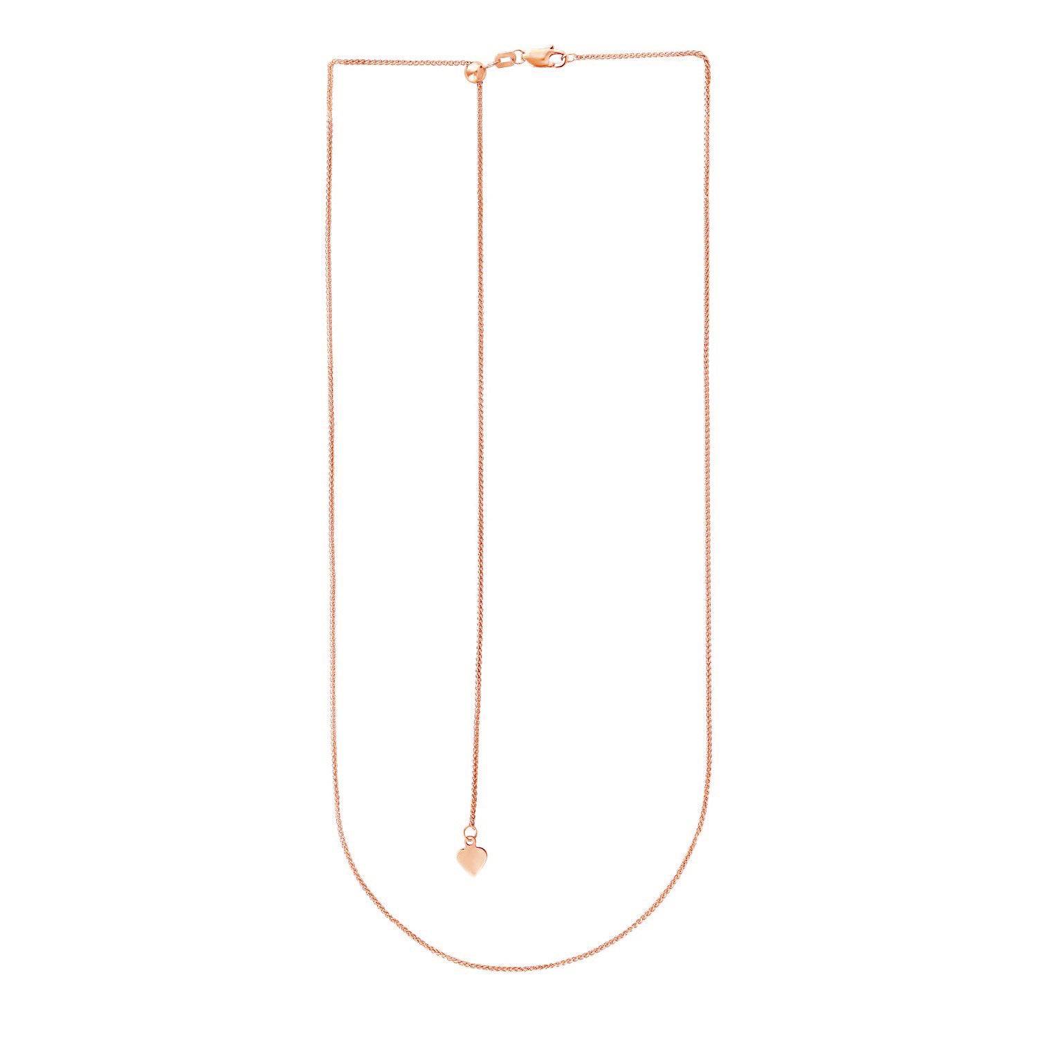 14k Rose Gold Adjustable Wheat Chain (1.00 mm) | - Forever in Harmony