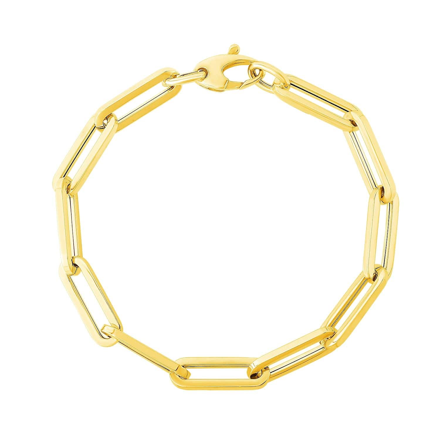 14K Yellow Gold Extra Wide Paperclip Chain Bracelet (6.10 mm) |