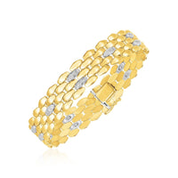 14k Two Tone Gold High Polish Diamond Panther Bracelet  (12.00 mm) | - Forever in Harmony