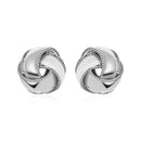 Textured and Polished Love Knot Earrings in Sterling Silver(13mm)