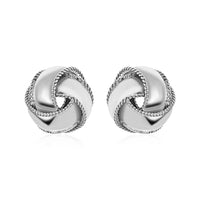 Textured and Polished Love Knot Earrings in Sterling Silver(13mm)